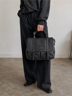 Marc Jacobs Werdie Snake Embossed Leather Messenger Satchel | Gunmetal Hardware